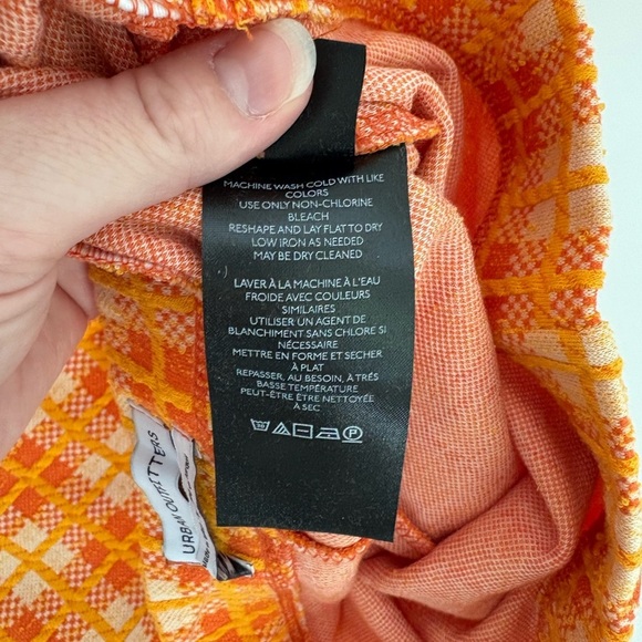 NWT Urban Outfitters Orange Plaid Pull On Flare Pants - Picture 5 of 6
